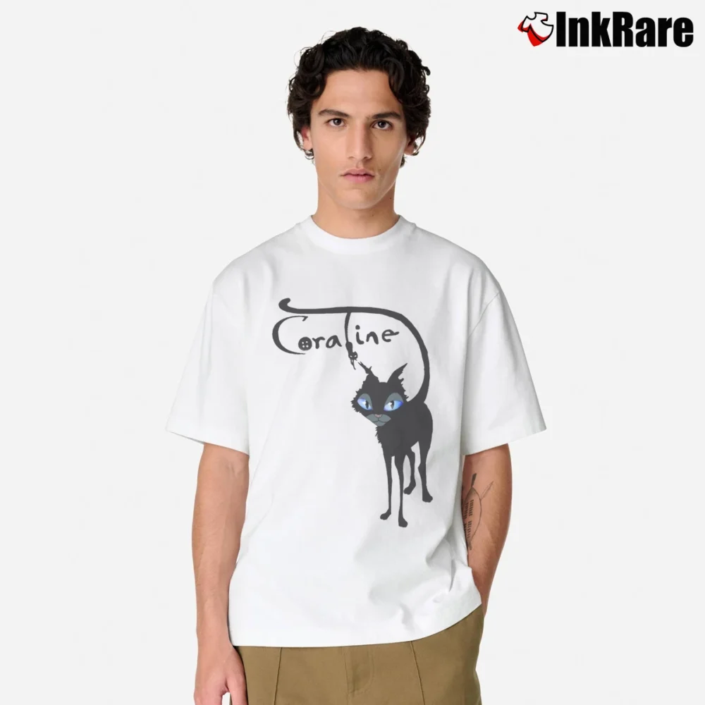 Men’s Coraline Cat Movie Graphic Classic T-Shirt in white | Soft, Breathable Everyday Wear