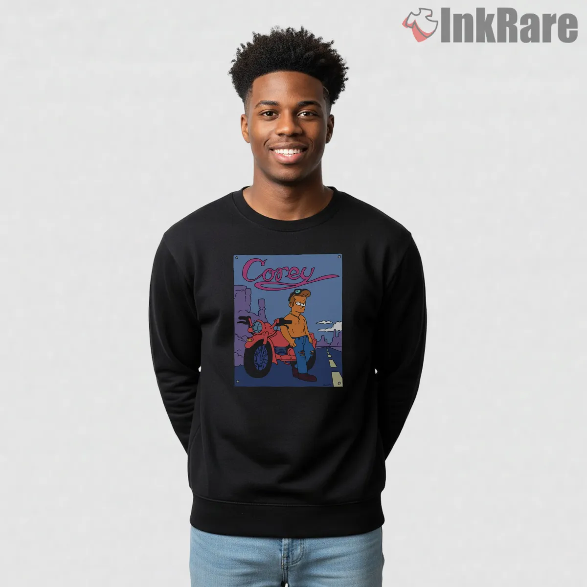 Corey Biker Poster Retro Cartoon Character Shirt on graphic shirt for men graphic tee