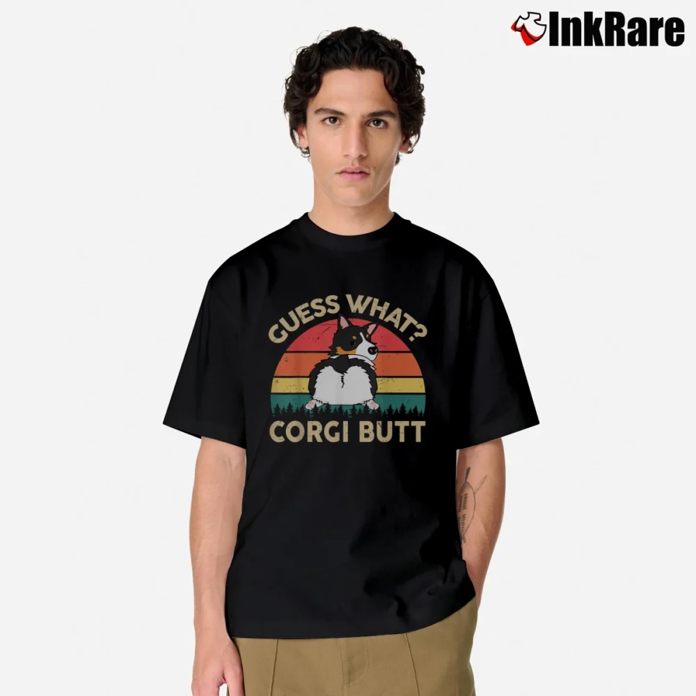 Men’s Corgi Guess What Corgi Butt Funny Corgi Classic T-Shirt in black | Soft, Breathable Everyday Wear