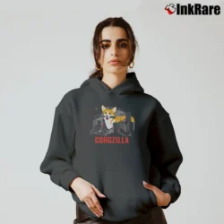 Women’s Corgzilla Funny Corgi Dog And Godzilla Mashup Cozy Hoodie in charcoal | Warm, Structured, Stylish