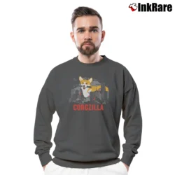 Men’s Corgzilla Funny Corgi Dog And Godzilla Mashup Crewneck Sweatshirt in charcoal | Cozy Fabric, Clean Style