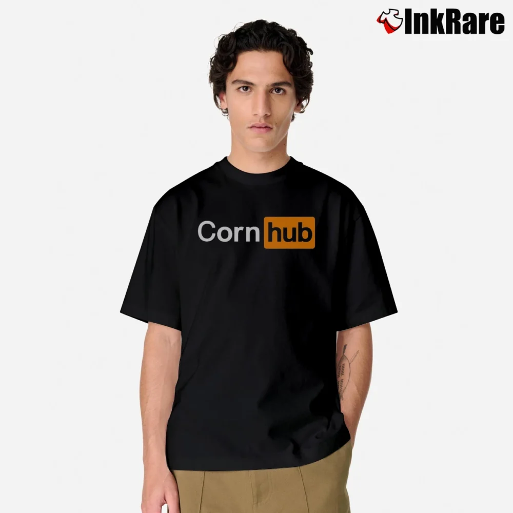 Men’s Cornhub Funny Parody Graphic Classic T-Shirt in black | Soft, Breathable Everyday Wear