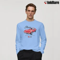 Men’s Corvette Stingray And C3 Logo Long-Sleeve Shirt in light blue | Sleek, Lightweight, Year-Round Wear