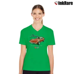 Women’s Corvette Stingray And C3 Logo V-Neck Tee in irish green | Chic Neckline, Soft Texture