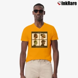 Men’s Cow Chop Demonetized Days V-Neck Tee in orange | Sharp, Breathable, Everyday Staple