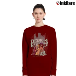 Women’s Cowboy Bebop Faye Valentine Anime Long-Sleeve Top in maroon | Sleek, Versatile, All-Season