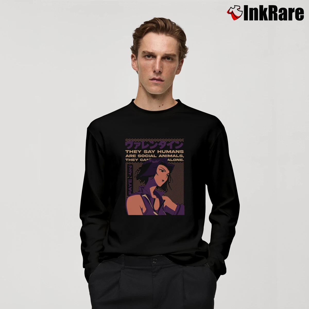 Men’s Cowboy Bebop Faye Valentine Long-Sleeve Shirt in black | Sleek, Lightweight, Year-Round Wear