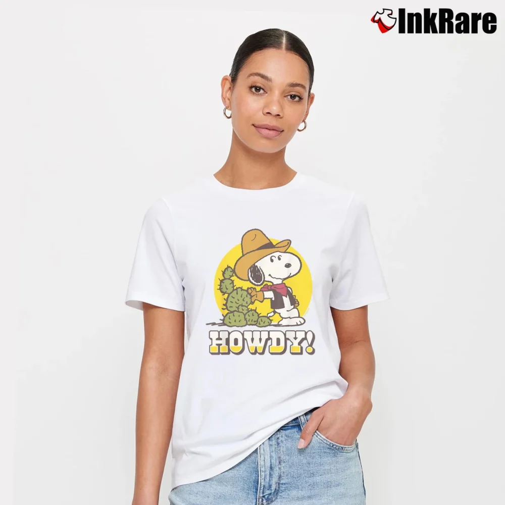 Women’s cowboy snoopy howdy T-Shirt in white | Soft, Flattering Fit