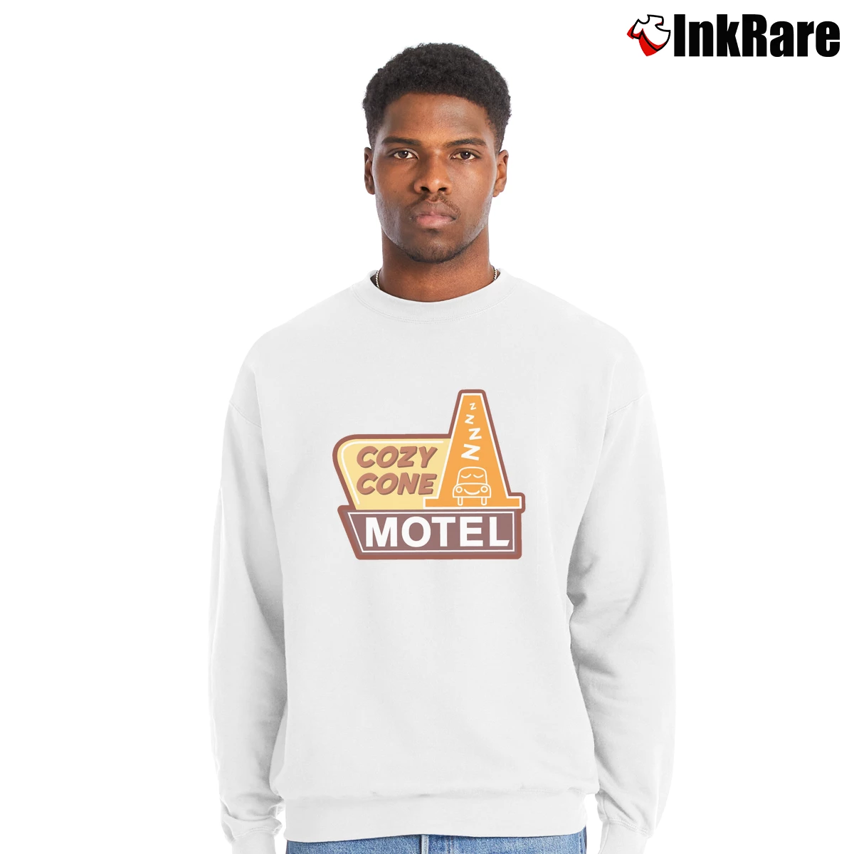 Cozy Cone Motel Men’s Crewneck Sweatshirt in white – Soft & Durable Men’s Cozy Cone Motel Crewneck Sweatshirt in white | Cozy Fabric, Clean Style