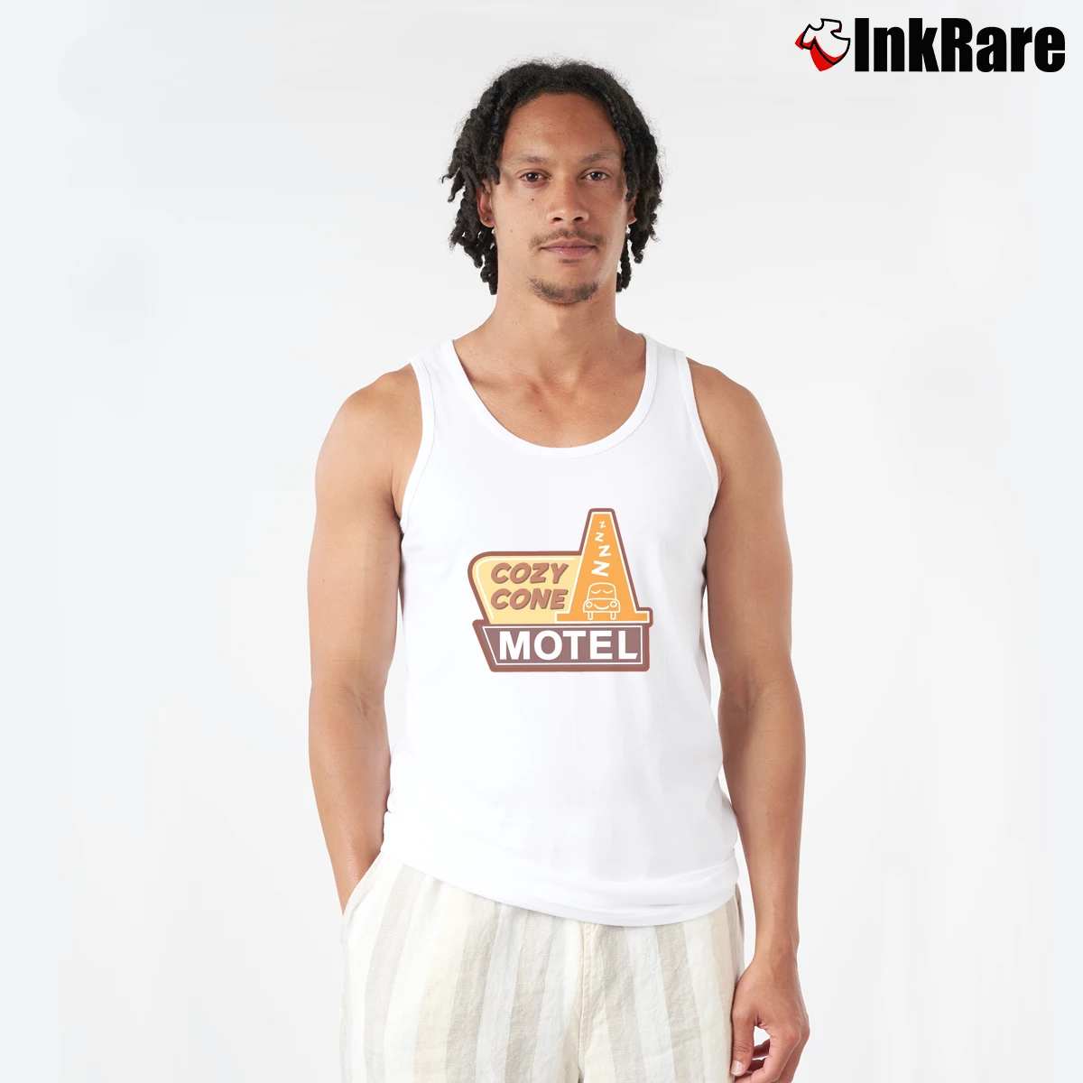 Cozy Cone Motel Men’s Performance Tank in white – Lightweight Comfort Men’s Cozy Cone Motel Tank Top in white | Breathable, Active-Friendly Design
