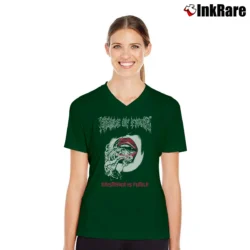 Women’s Cradle Of Filth Existence Is Futile V-Neck Tee in forest green | Chic Neckline, Soft Texture