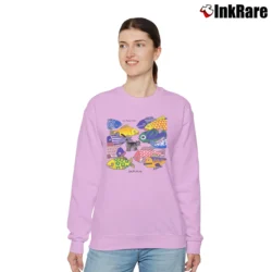 Women’s Crazy B Kliban Cat So Many Fish Relaxed Sweatshirt in light pink | Soft, Laid-Back Vibe