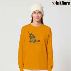 Women’s Crazy Cat Golf Cartoon Long-Sleeve Top in orange | Sleek, Versatile, All-Season