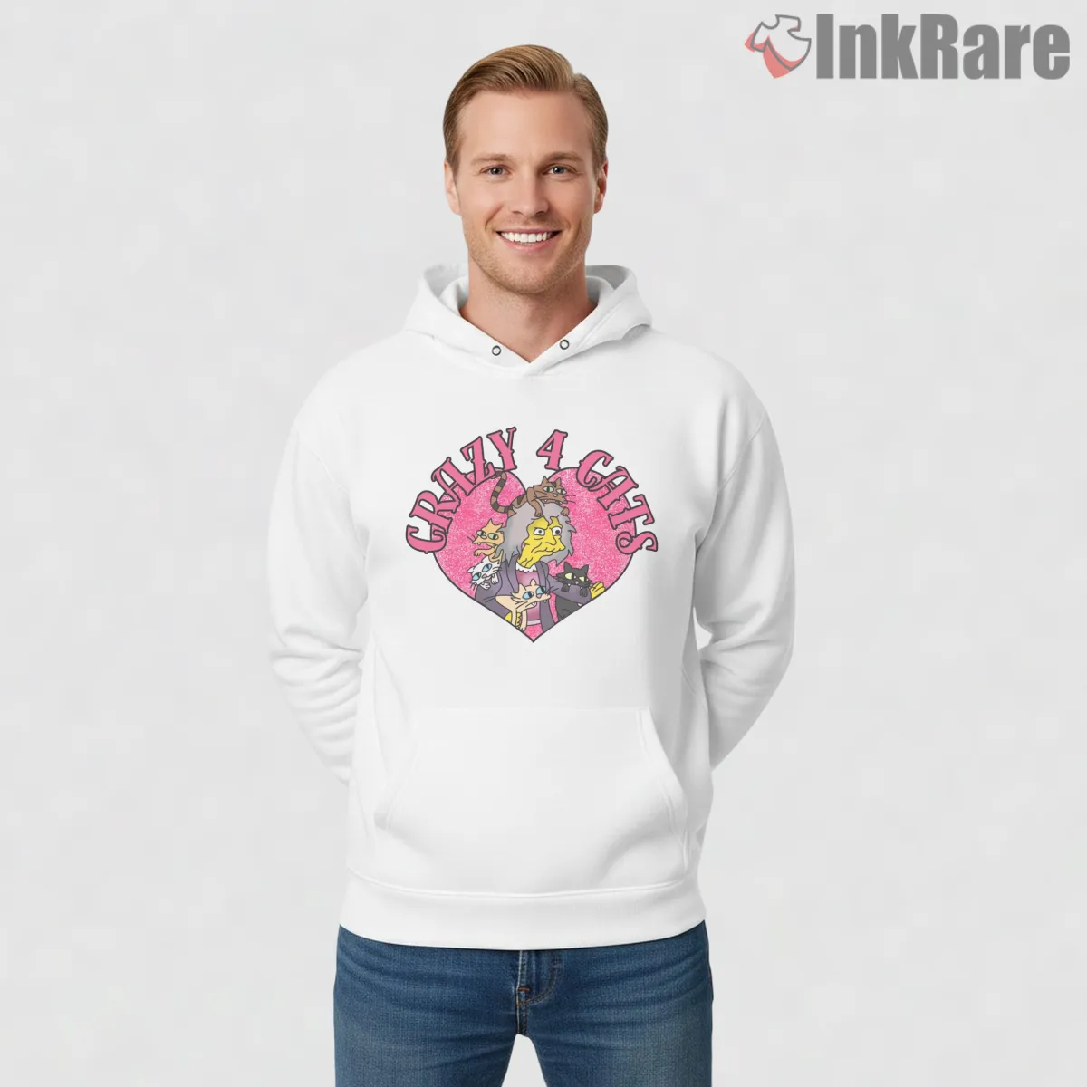 Crazy For Cats Eleanor Simpsons Heart Cartoon Shirt on white hoodie for men graphic tee