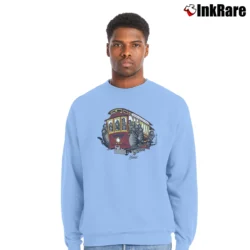 Men’s Crazy Kliban Cat Cartoon Crewneck Sweatshirt in light blue | Cozy Fabric, Clean Style