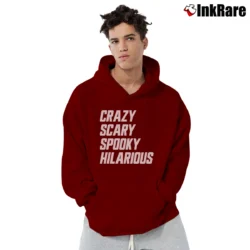 Men’s Crazy Scary Spooky Hilarious Pullover Hoodie in maroon | Cozy, Durable, Modern Fit