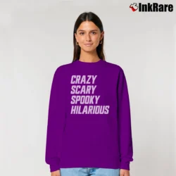 Women’s Crazy Scary Spooky Hilarious Relaxed Sweatshirt in purple | Soft, Laid-Back Vibe