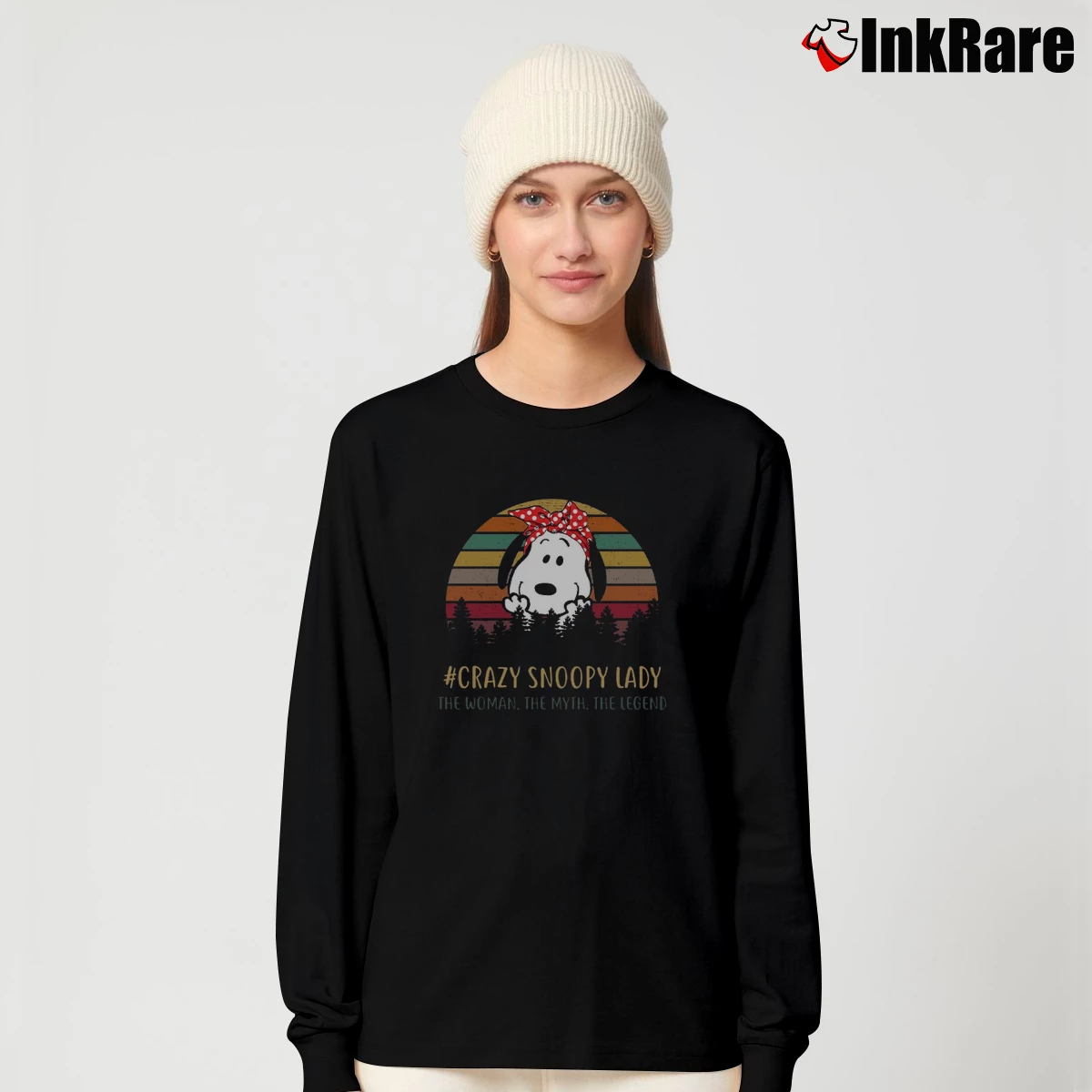 Crazy Snoopy Lady The Woman The Myth The Legend Women’s Long-Sleeve Top in black – Effortless Layer Women’s Crazy Snoopy Lady The Woman The Myth The Legend Long-Sleeve Top in black | Sleek, Versatile, All-Season