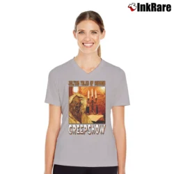 Women’s Creepshow Jolting Tales Of Horror V-Neck Tee in sport grey | Chic Neckline, Soft Texture