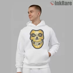 Crimson Ghost Golden Skull Closeup Shirt on white hoodie for men graphic tee