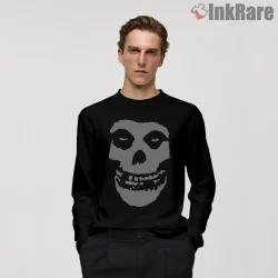 Crimson Ghost Gray Face Minimal Classic Shirt on black long sleeve shirt for men graphic tee