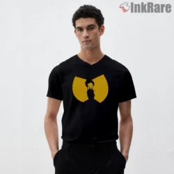 Crown Silhouette Wu Tang Clan Icon Shirt on black v-neck shirt for men graphic tee