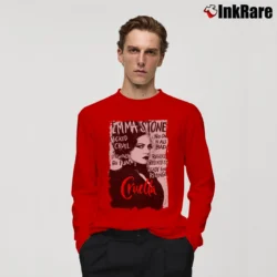 Men’s Cruella Estella Miller Cruella De Vil Disney Emma Stone Movie Long-Sleeve Shirt in red | Sleek, Lightweight, Year-Round Wear