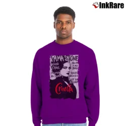 Men’s Cruella Estella Miller Cruella De Vil Disney Emma Stone Movie Crewneck Sweatshirt in purple | Cozy Fabric, Clean Style