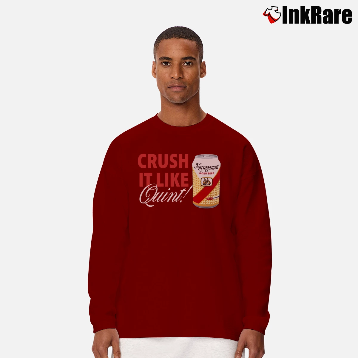 Crush It Like Quint Men’s Long-Sleeve Tee in maroon – Versatile Layering Men’s Crush It Like Quint Long-Sleeve Shirt in maroon | Sleek, Lightweight, Year-Round Wear