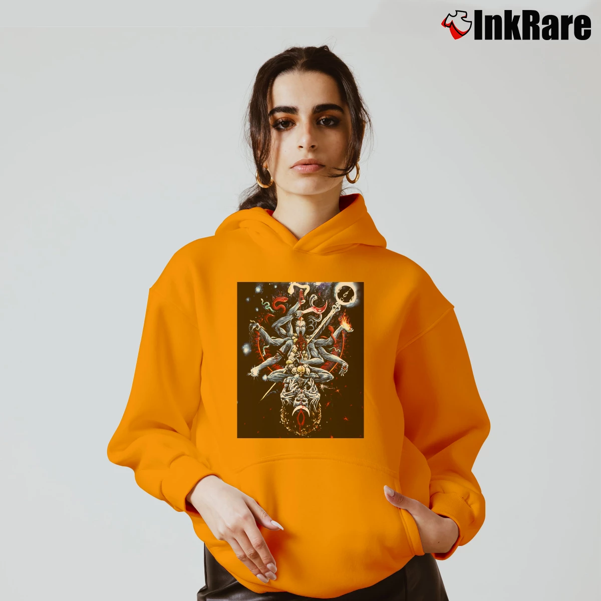 Women’s Cult of Fire Ascetic Meditation of Death Cozy Hoodie in orange | Warm, Structured, Stylish