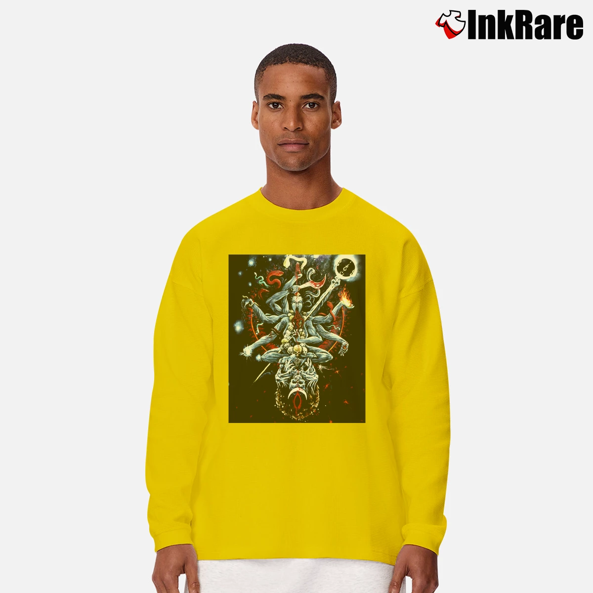 Men’s Cult of Fire Ascetic Meditation of Death Long-Sleeve Shirt in yellow | Sleek, Lightweight, Year-Round Wear