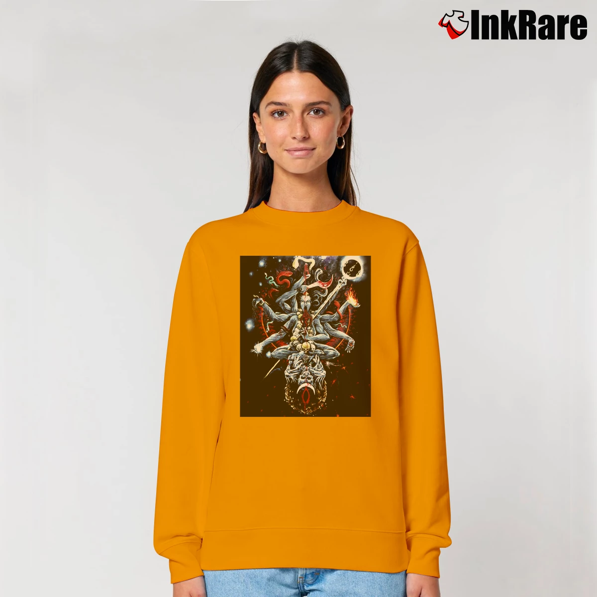 Women’s Cult of Fire Ascetic Meditation of Death Relaxed Sweatshirt in orange | Soft, Laid-Back Vibe
