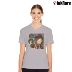 Women’s Culture Club Music Band Graphic V-Neck Tee in sport grey | Chic Neckline, Soft Texture