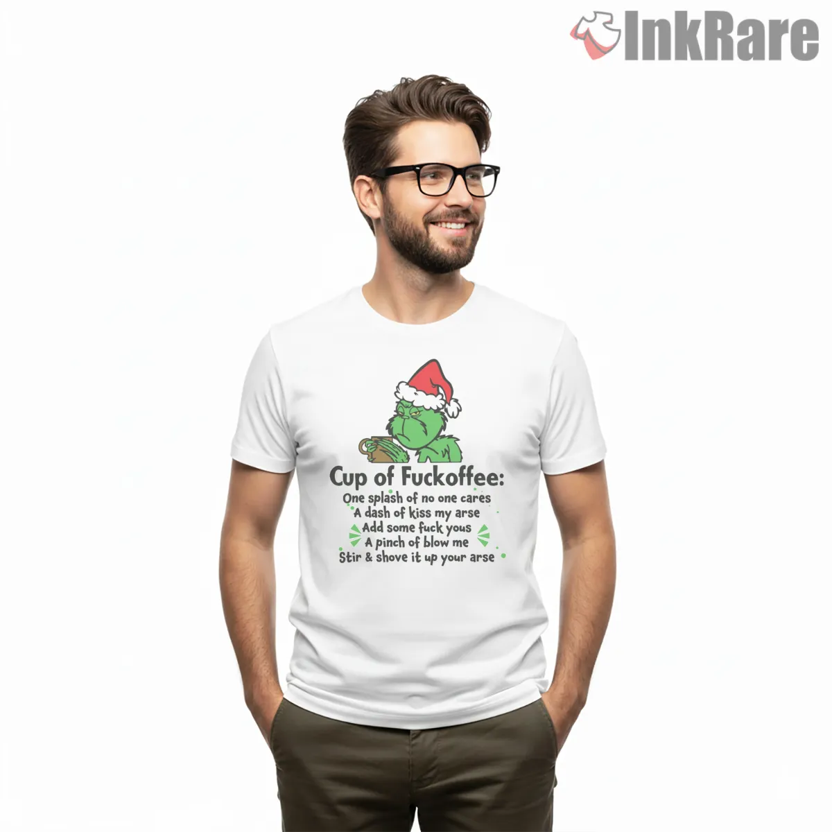 Cup Of Sarcastic Grinch Coffee Recipe Short Sleeve White Cup Of Sarcastic Grinch Coffee Recipe Shirt on white short sleeve shirt for men graphic tee