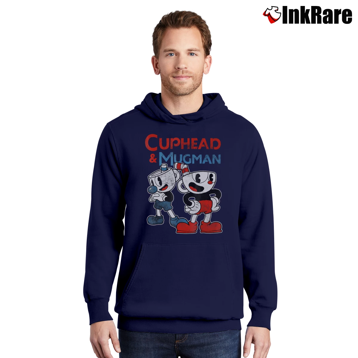 Cuphead And Mugman Men’s Pullover Hoodie in navy – Ultimate Warmth Men’s Cuphead And Mugman Pullover Hoodie in navy | Cozy, Durable, Modern Fit