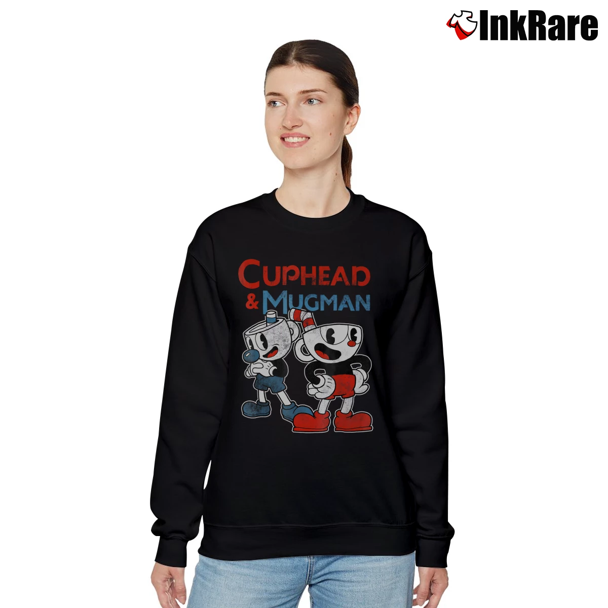 Cuphead And Mugman Women’s Relaxed Sweatshirt in black – Cozy Casual Women’s Cuphead And Mugman Relaxed Sweatshirt in black | Soft, Laid-Back Vibe