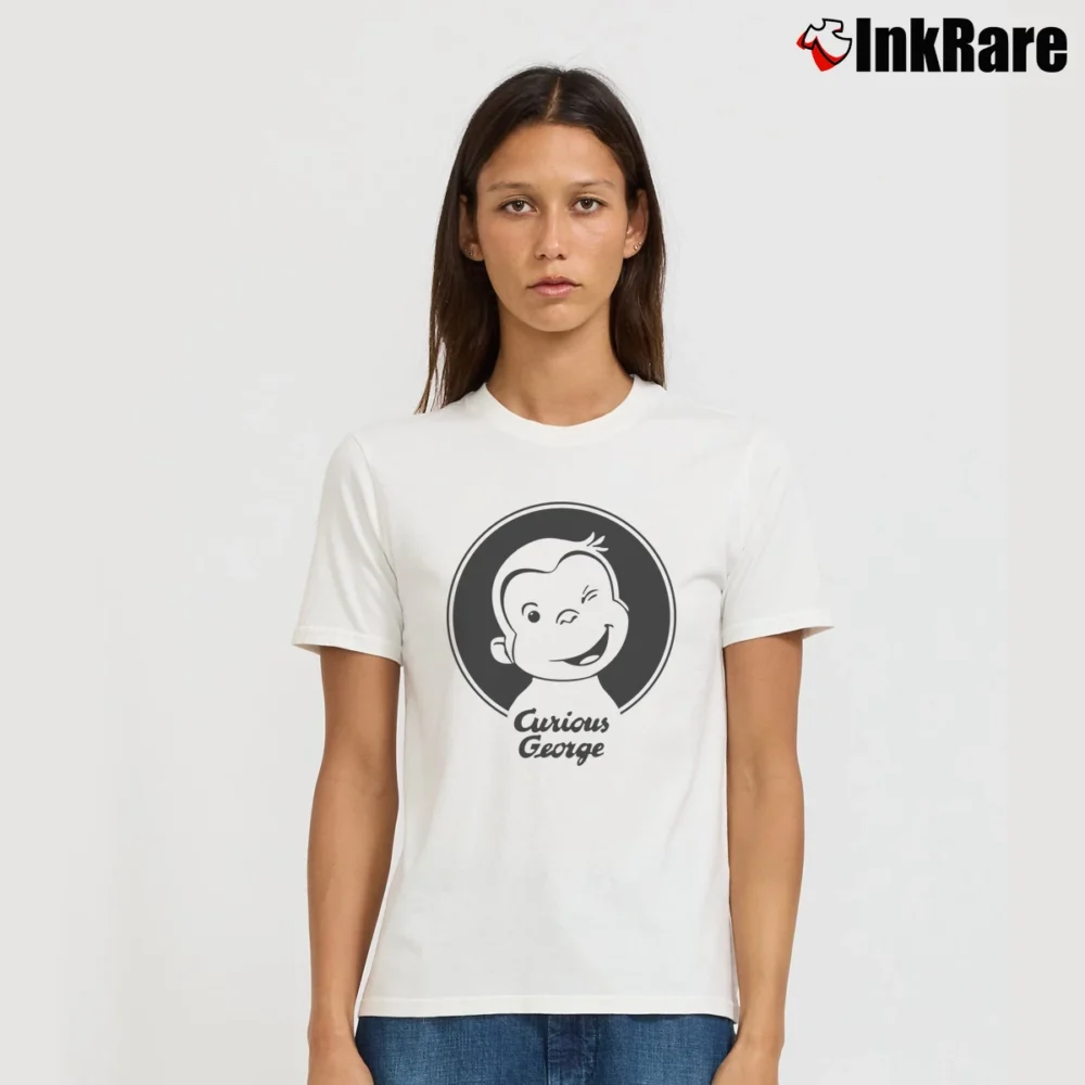 Women’s Curious George Classic Wink Kelly Green Signature T-Shirt in white | Soft, Flattering Fit