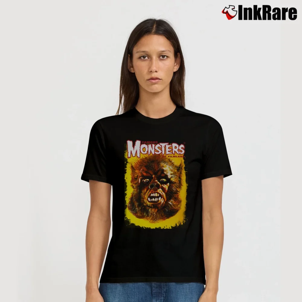Women’s Curse Of The Werewolf Basil Gogos Horror Signature T-Shirt in black | Soft, Flattering Fit
