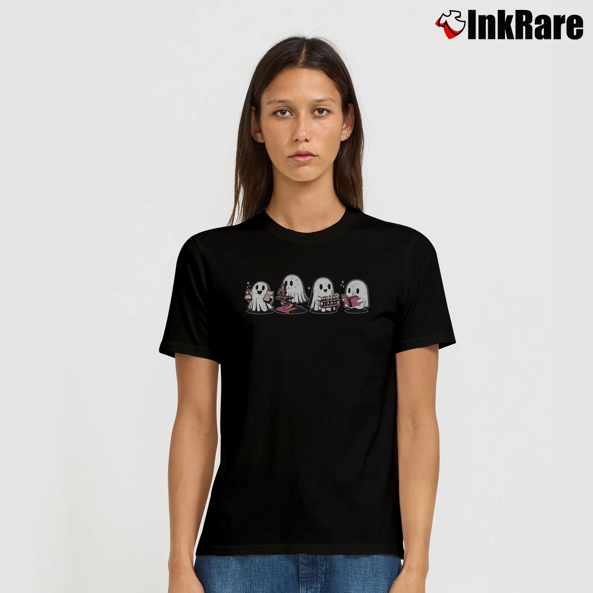 Cute Chemistry Science Ghost Laboratory Teacher Halloween Women’s Tee in black – Effortless Style Women’s Cute Chemistry Science Ghost Laboratory Teacher Halloween T-Shirt in black | Soft, Flattering Fit