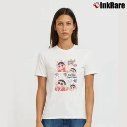 Women’s Cute Crayon Shin Chan T-Shirt in white | Soft, Flattering Fit
