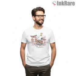 Cute Japanese Samurai Snoopy Shirt on white short sleeve shirt for men graphic tee