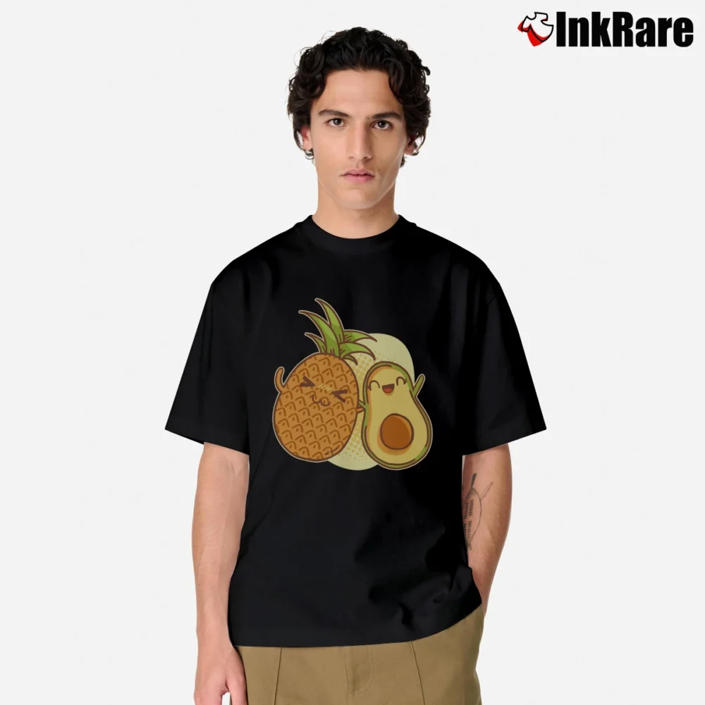 Men’s Cute Kawaii Pineapple Avocado Classic T-Shirt in black | Soft, Breathable Everyday Wear