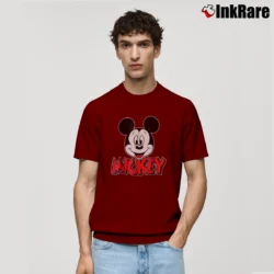 Men’s Cute Mickey Mouse Graphic Classic T-Shirt in maroon | Soft, Breathable Everyday Wear