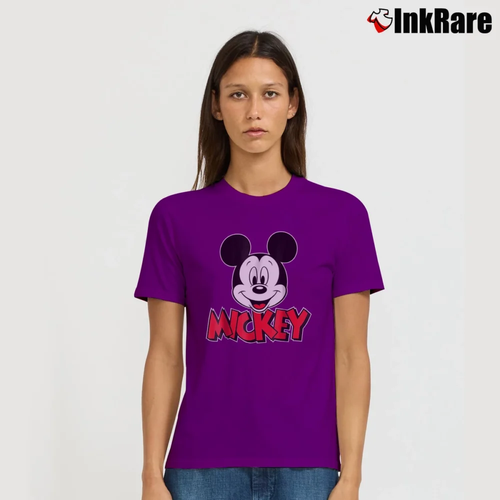 Women’s Cute Mickey Mouse Graphic Signature T-Shirt in purple | Soft, Flattering Fit
