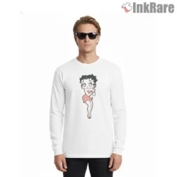 Cute Pastel Betty Boop Simple Style Shirt on white long sleeve shirt for men graphic tee
