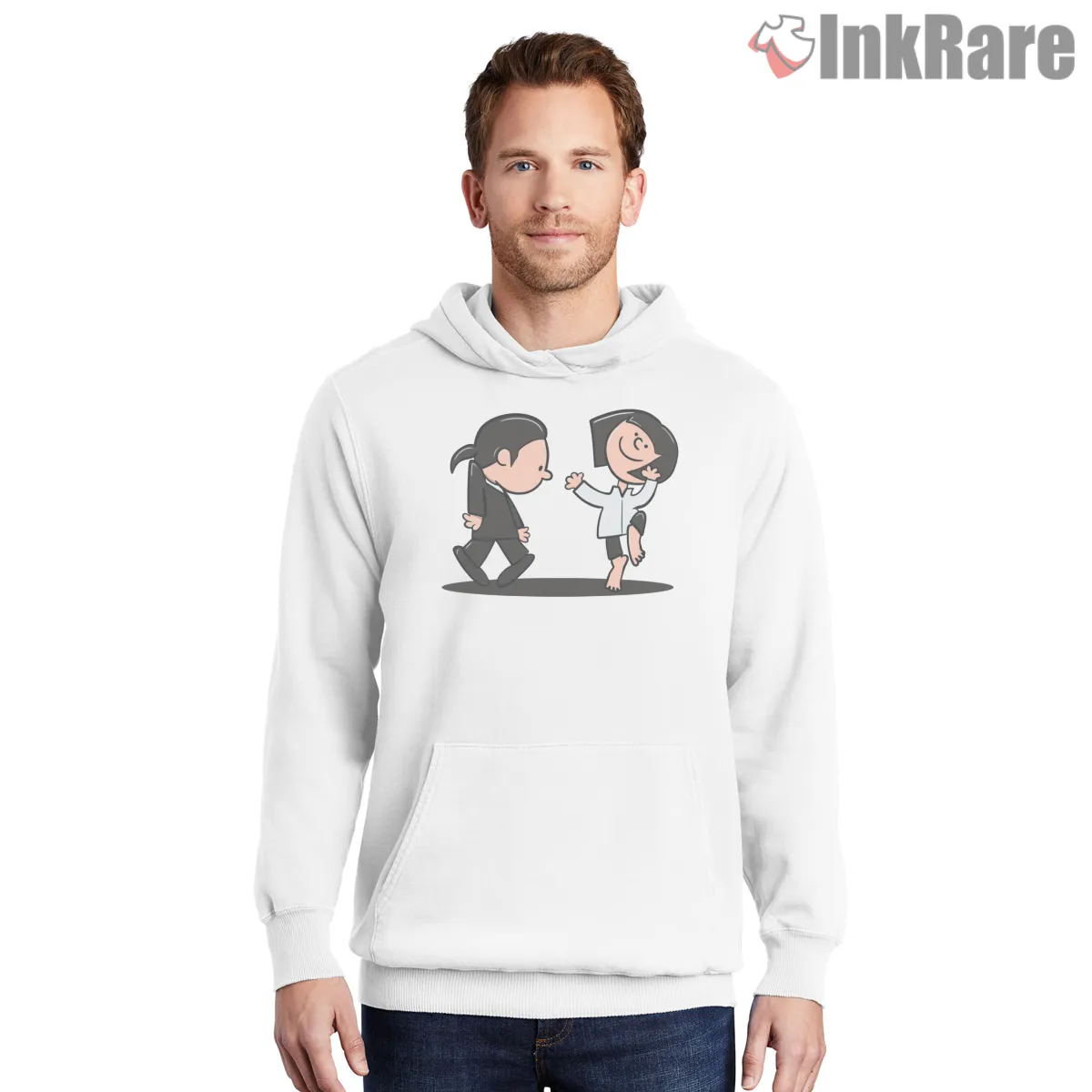 Cute Retro Dance Floor Cartoon Shirt on white hoodie for men graphic tee