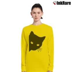 Women’s Cute Spy Cat Cat Mom Funny Graphic Long-Sleeve Top in yellow | Sleek, Versatile, All-Season