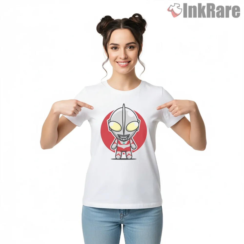 Cute Ultraman Classic Chibi Hero Shirt on white short sleeve shirt for women graphic tee