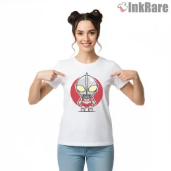 Cute Ultraman Classic Chibi Hero Shirt on white short sleeve shirt for women graphic tee
