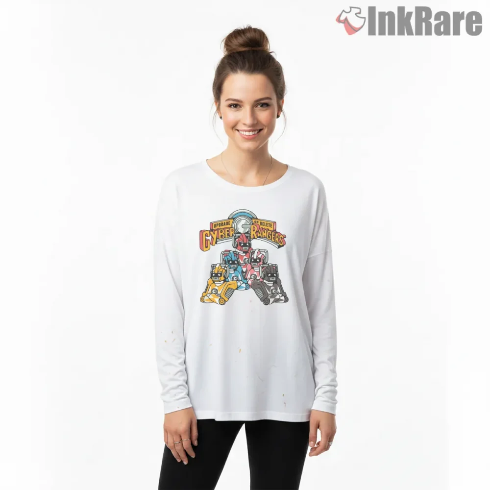 Cyber Rangers Futuristic Robot Team Shirt on white long sleeve shirt for women graphic tee